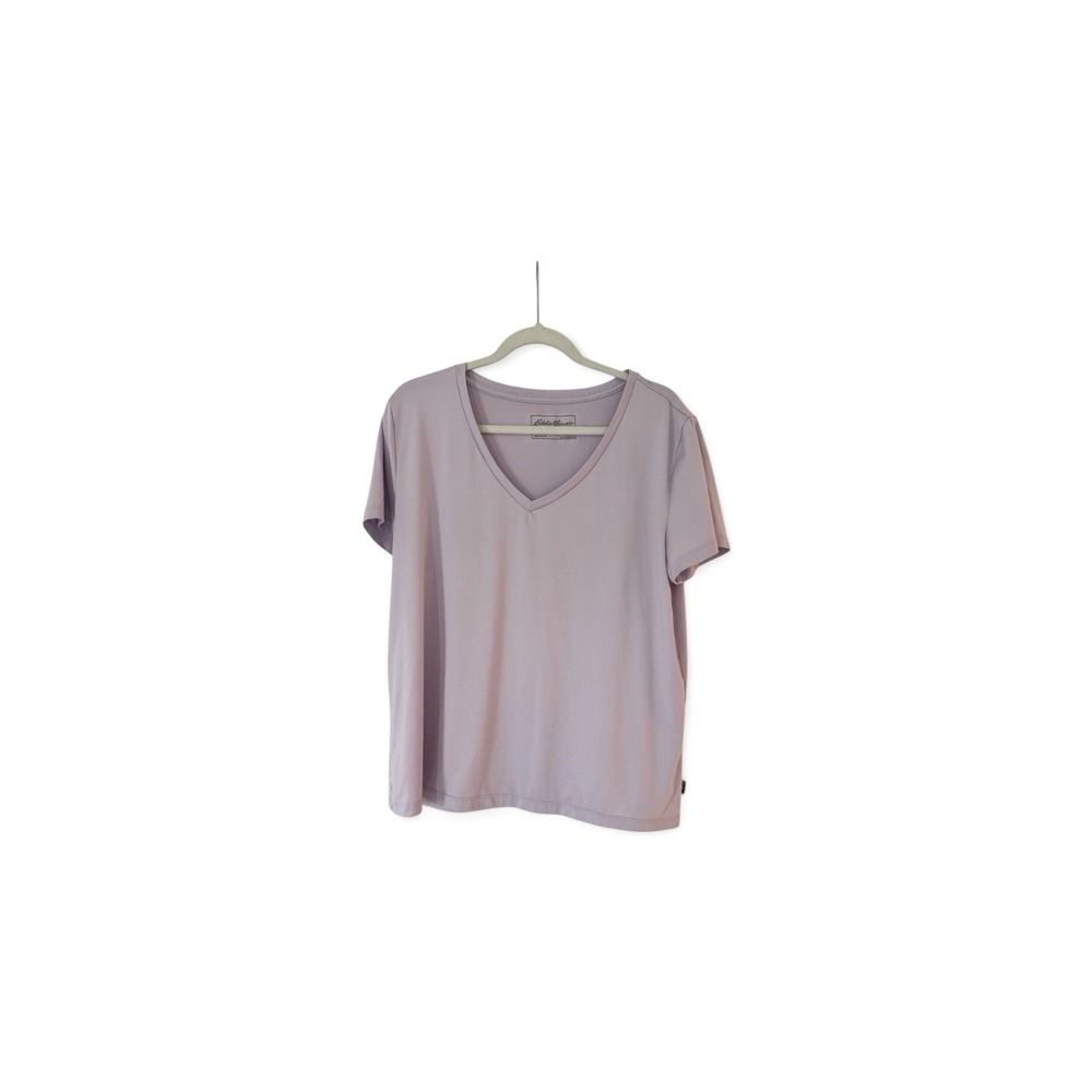 Eddie Bauer Women's Lavender V-Neck Short Sleeve Pullover Top‎ Size XL
